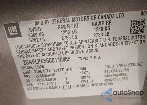 2014 Chevrolet Equinox Ltz z USA, uszkodzony, nr VIN 2GNFLDE36E6110455